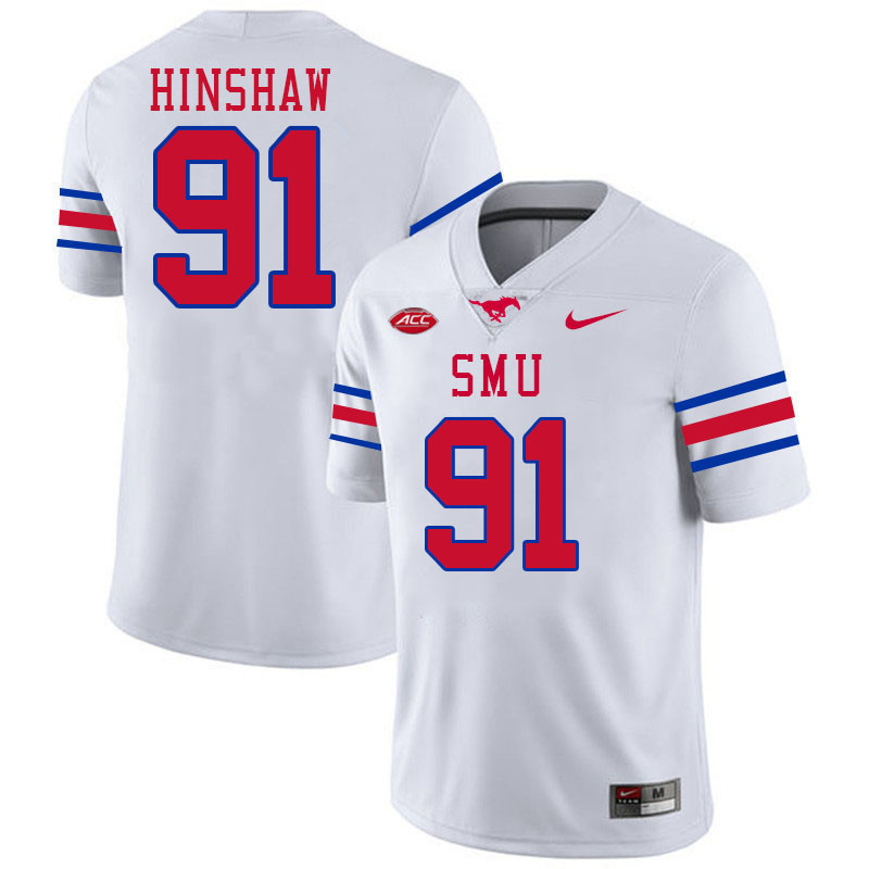 SMU Mustangs #91 Dylan Hinshaw College Football Jerseys Stitched Sale-White